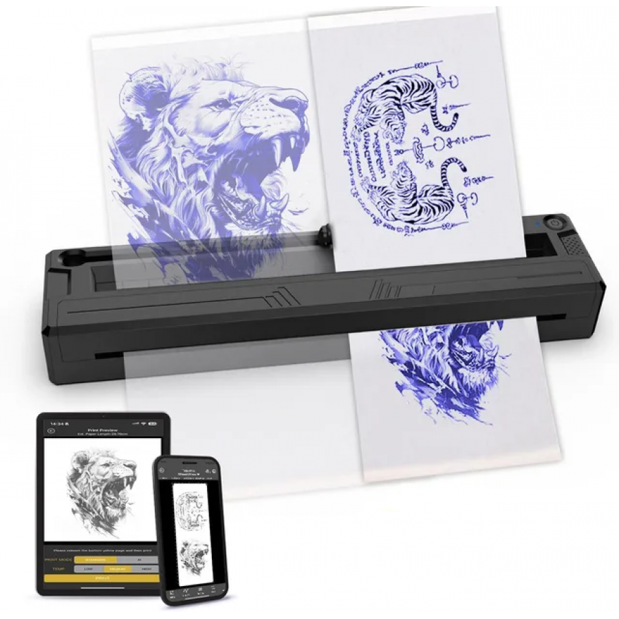 Беспроводной ультра легкий тату принтер King M8 Tattoo Stencil Printer (459 гр)